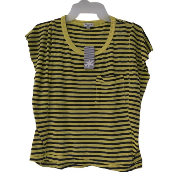 NWT Splendid Womens Yellow And Black Stripe Angel Wing Tank Top Size M $60 K346 - Picture 1 of 1